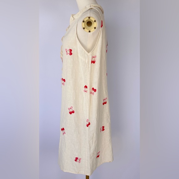 Bellambra Women’s Linen/Cotton Shift Dress Ruffle Collar to Bottom Hem Large - Picture 3 of 10